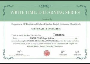 Participation of M.A. English students in a “5 – Day E-learning Series—THE WRITE TIME.